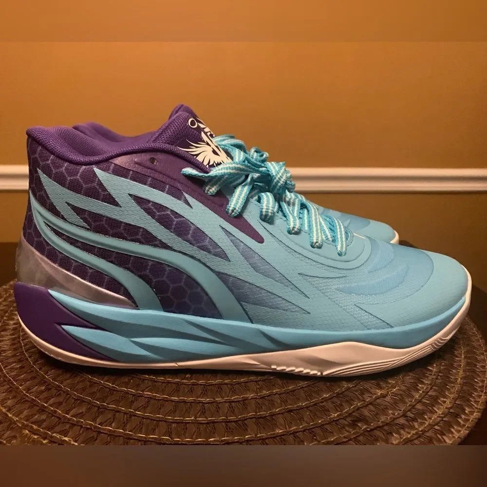 Puma Melo Ball MB.02 Shoes Blue Purple Mid Queen City 379779-01 Men's Size 9.5